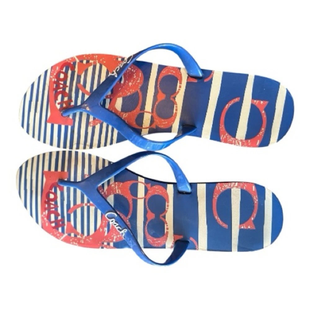 #3 Coach Kali blue, pink, & white flip flop sandals Used Size 7/8 women’s